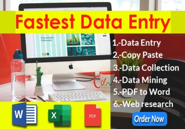 Fastest Data Entry work are provided