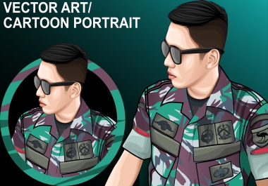 I will draw soldier into cartoon portrait