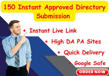 Instant Approved 150 Directory Submission high DA backlinks for website ranking