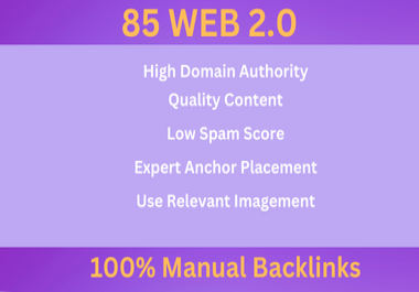 I Will Create 85 High Quality Web 2.0 Backlinks For Your Website Ranking