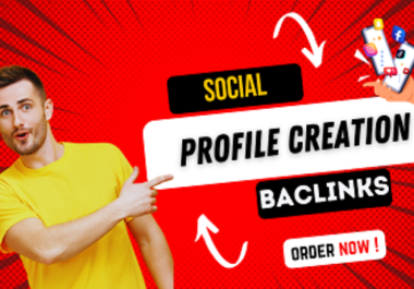 I will do 60 social profile creation backlink do follow backlinks or profile setup