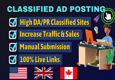 I will post 100 classified ad on the world's leading classified ad posting sites.