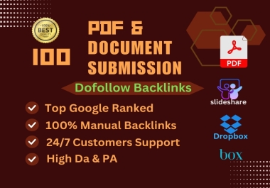 I will manually submit 100 PDF submission to high domain authority sites