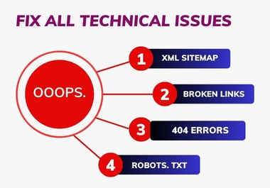 I will fix 404 errors,  broken links,  and all XML sitemaps and robots. txt issues