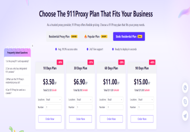 911PROXY-Professional Residential Proxy Provider Worldwide-Static Residential Plan