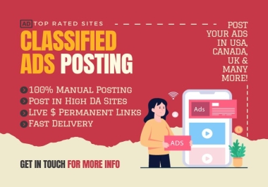 I will manually do 60 high quality classified ads