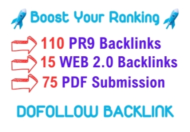 Manually 200 HQ PR9,  web 2.0,  PDF submission Backlinks DA90+