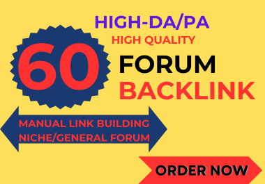 I will create 60 HQ Forum posting backlinks with high DA
