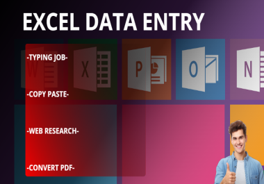 I will do data entry,  copy paste,  convert PDF,  web research and typing