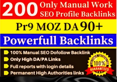 High Quality 200+ High Domain Authority Moz DA 90+ SEO Dofollow Profile Backlinks