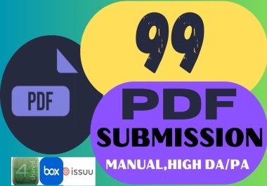 I will do 99 PDF submission manually on high DA,PA and less SS documents sharing websites