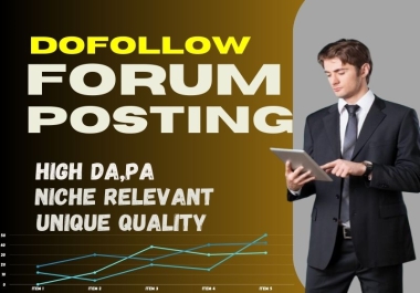 I will create 50 unique quality forum posting dofollow SEO backlinks on high DA,PA & less SS sites