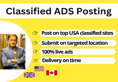 I will post 100 classified ads on the top classified ad posting sites