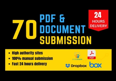 I will do PDF submission manually on 70 high da document sharing sites