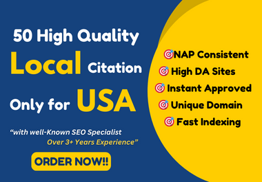 I will do 50 High Quality USA Local Citation for Top 3 Ranking