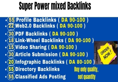 Super Power 300 Mixed permanent backlinks, profile, web2.0, PDF, link wheel, classified ads