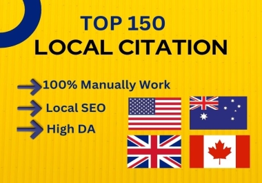 I Will manually make 150 High Authority Local Citation Backlinks on High DA PA.