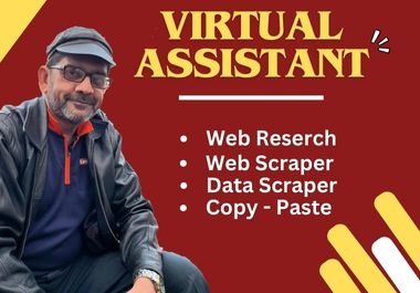 I will do professional virtual assistant for web research,  web scraper and more.