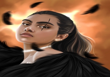 I will create a fantasy portrait from photo drawn in procreate