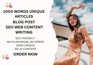 I will do 1000 words unique article,  web content writing on any topic in 24hours