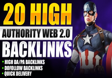 Make 20 high authority Powerful Web 2.0 Backlinks buy 3 get 1 free