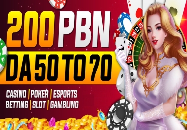 Top Quality 200 Casino,  Slot,  Poker,  Gambling PBN DA/DR 50+ DoFollow Backlinks