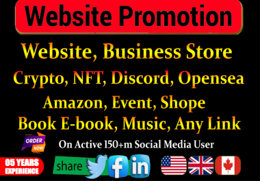 Get super fast organic Website Promotion,  Traffic for any website,  store,  link or book
