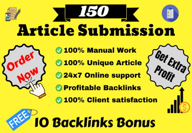 150 High Quality Article Submission Backlink Service