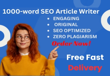 write 2x1000 SEO rich words article for your blog or website in 6 hours
