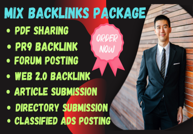 Top 400 Backlinks, Directory, Pr9, Forum posting, Web2.0, PDF, Classified Ads posting, SEO MIX
