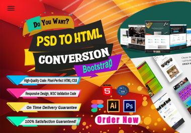 I will Convert PSD TO HTML Responsive Website Using CSS Bootstrap.