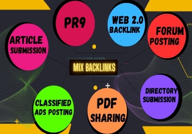 300 Mix SEO Do follow Backlinks Directory Submission,  PR9,  Forum Posting,  Web2.0,  PDF
