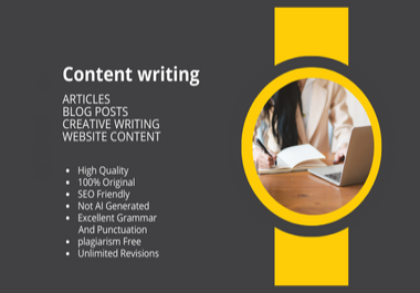 Get your content writting (Articles and Blog posts) with complete SEO and plagiarism free