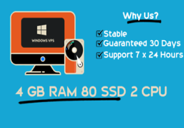 Cheap windows vps VPS windows 4 GB Ram FAST DELIVERY