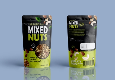 A beautiful mixed nuts pouch packaging design.