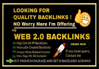 200 HighQuality Web 2.0 Backlinks Manual Backlinks,  Unique Sites,  Permanent Backlinks,  Dofollow Back