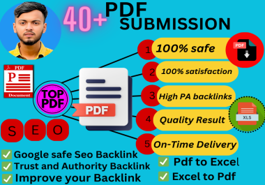 I will do 40+ Pdf Submission with high DA,  PA sites