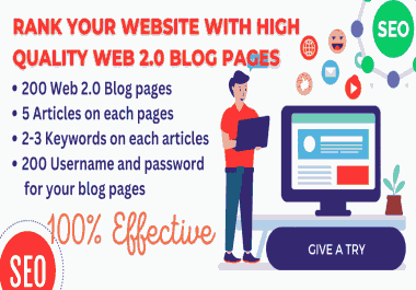 Boost Your Website with 200 High-Quality Web 2.0 Blog Page With 5 Articles on each blog