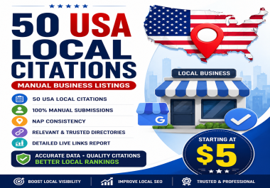 I will create 50 manual USA local citations for local SEO