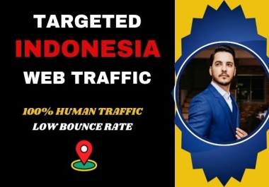 Get 50000 targeted Indonesia website traffic,  web visitors,  real traffic to your website