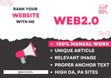 One hundred Web 2.0 contextual backlinks on highly authoritative domains will be developed by me.