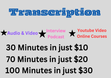 I will transcribe interview audio or do video transcription