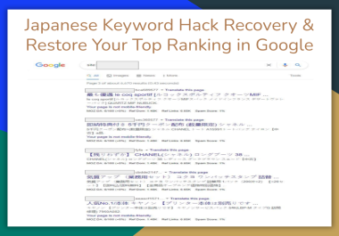 You will get Japanese Keyword Hack Recovery Restore Your Top Ranking in Google