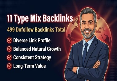 499 High Quality Dofollow Mix Backlinks – 11 Type Combo Package for Powerful SEO