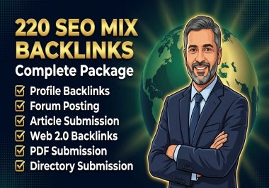 I will build 220 SEO mix backlinks with profile backlinks,forum posting,article submission, web 2.0
