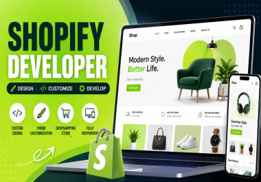 Shopify Developer,  Shopify Store Design,  Theme Customization,  Shopify Dropshipping,  Shopify Bug Fix
