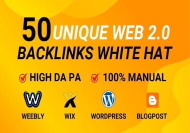 Get 50 Powerful Web 2.0 Backlinks with Unique Articles to Boost Your Website Ranking