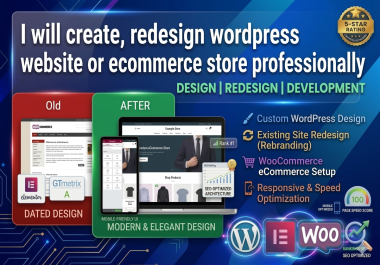 I will create,  redesign wordpress website or ecommerce store professionally