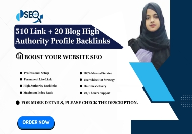 510 Link + 20 Blog High Authority Profile Backlinks for Long-Term SEO Growth