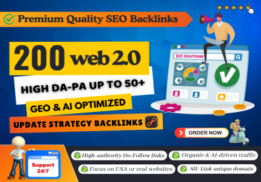 200 GEO & AI Optimized Web 2.0 Do-Follow Backlinks to Google & AI Search Ranking
